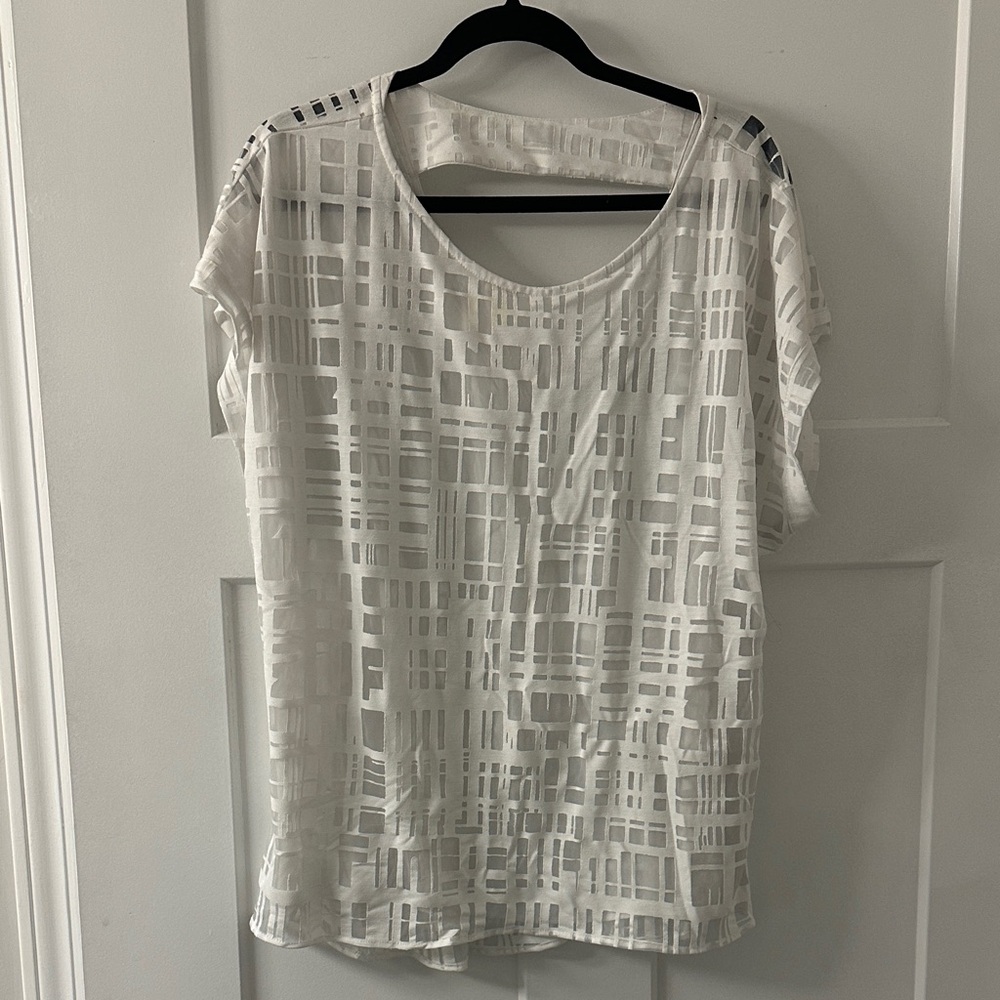 Forever 21 White Grid Pattern Blouse